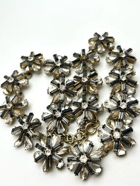 LOFT Charcoal Gray and Clear Jeweled Necklace